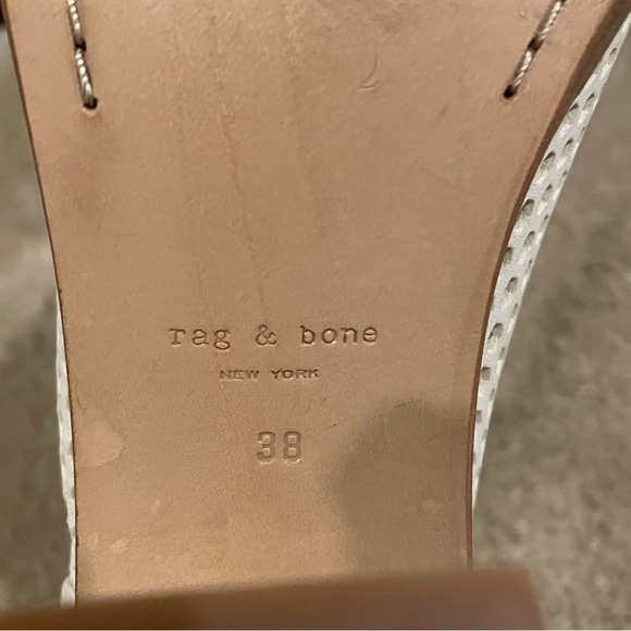 Rag & Bone Wyatt White Leather Perforated Block Heel Sandals Size: EU 38/US 8. - Picture 8 of 8